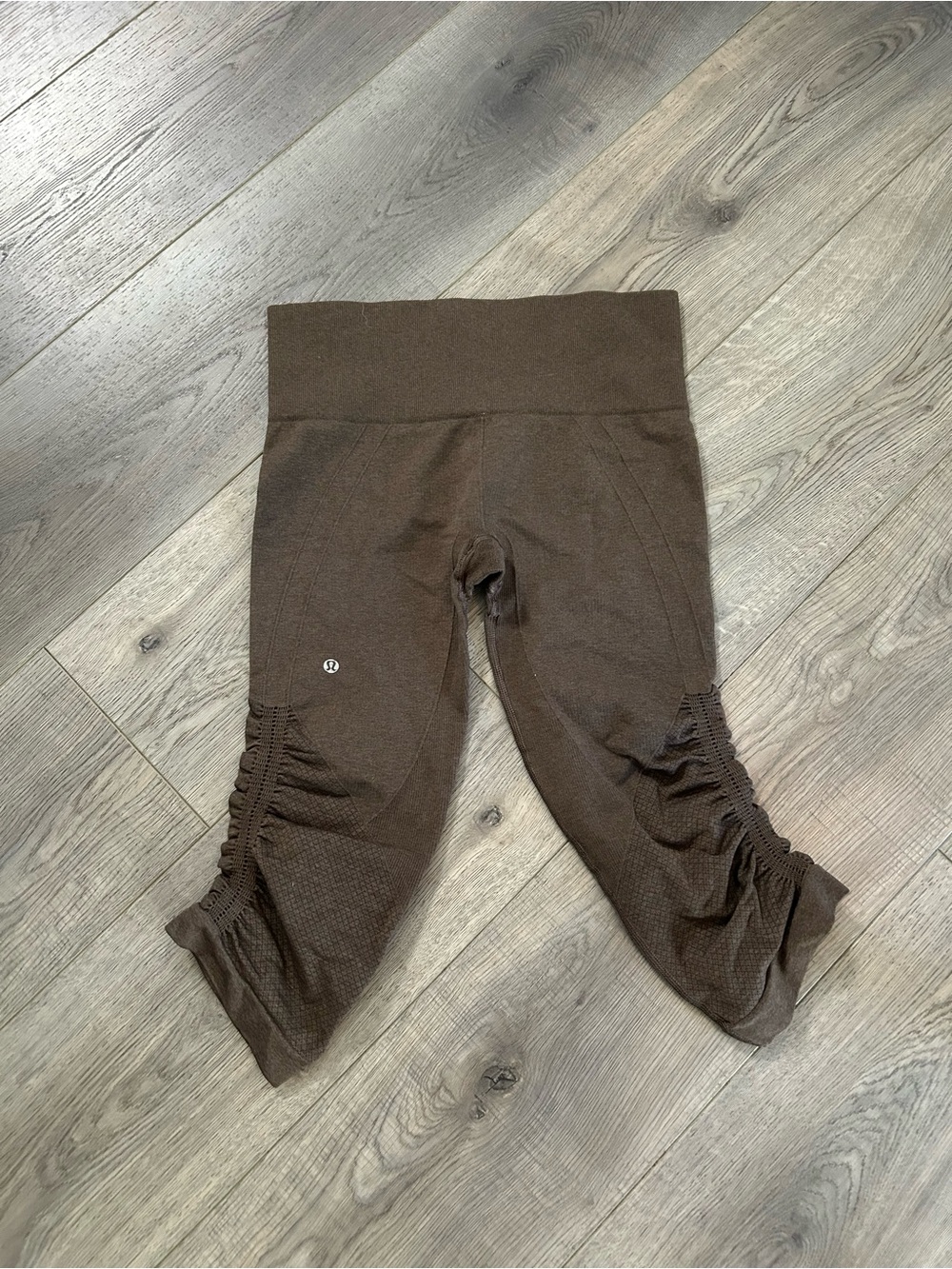 lululemon athletica Brown Ruched Crop Leggings